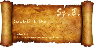 Szoták Berta névjegykártya